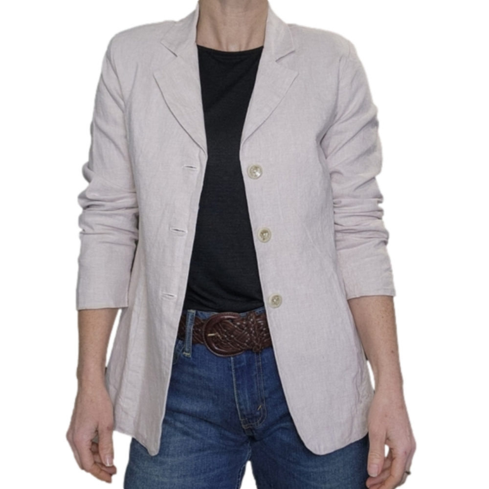 Vintage Blazer Linen blend Neutral Oatmeal color Size 2P STEPHANIE ANDREWS